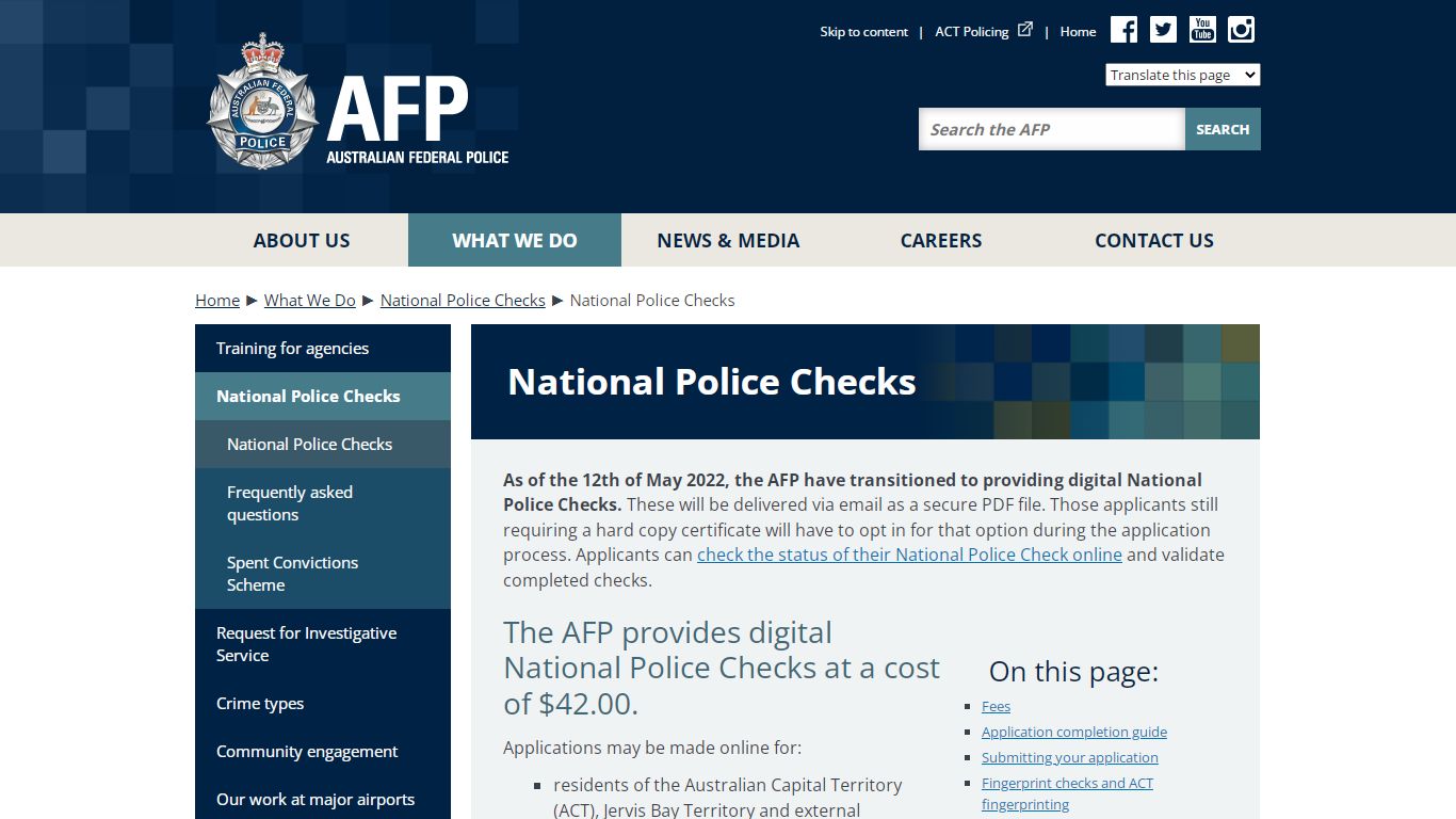 National Police Checks | Australian Federal Police